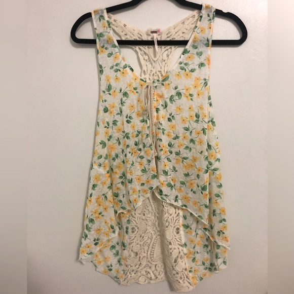 Free People Floral Sleeveless Summer Top Size Large - Picture 2 of 7